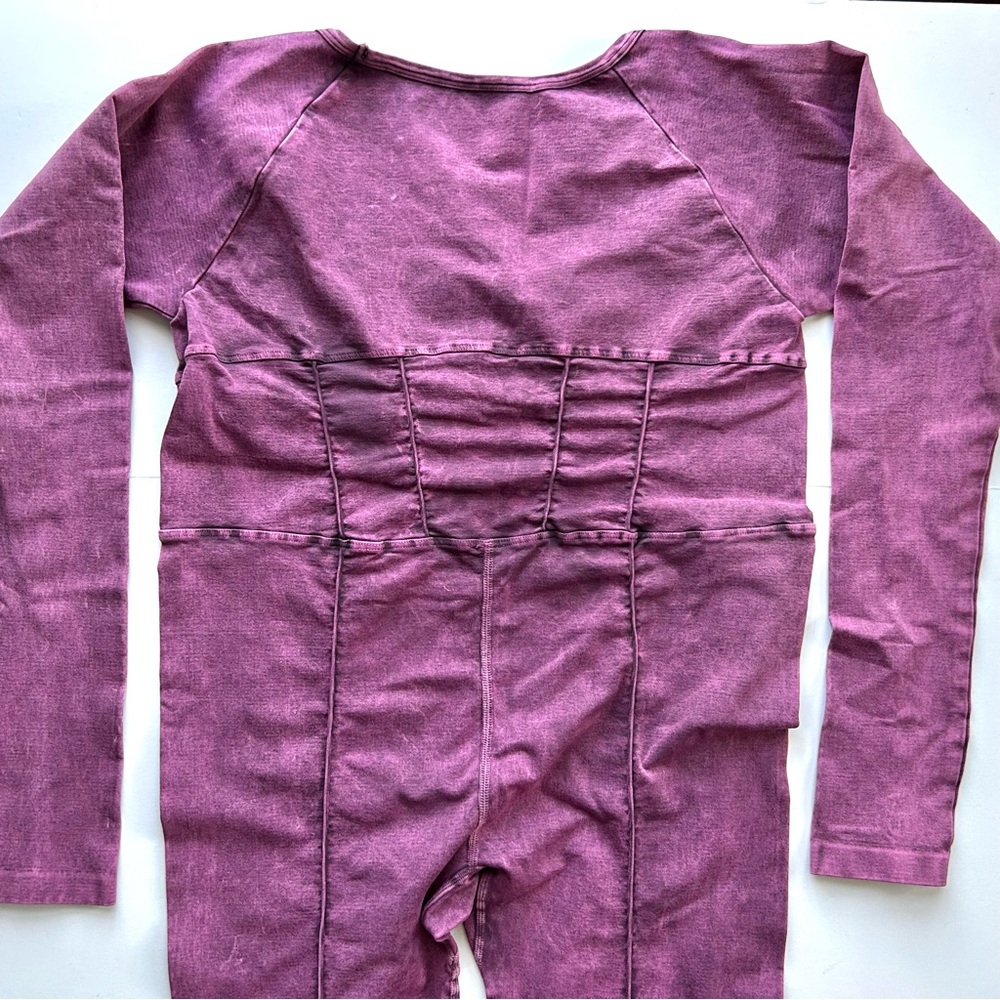 🍂NEW Free People Movement Good Karma Long Sleeve Onesie. Purple Acid Wash. M/L - Picture 8 of 16